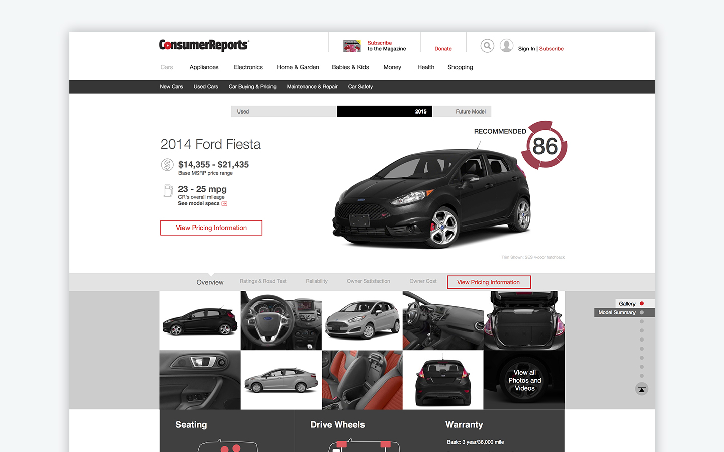 Overall rating score on the car's page