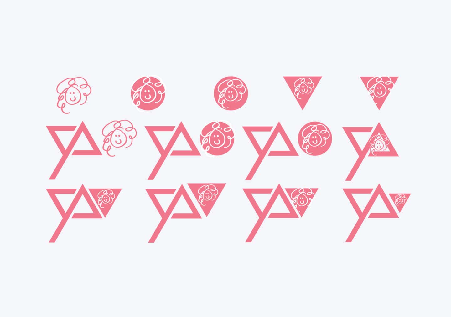 YA logomark iterations with stamps